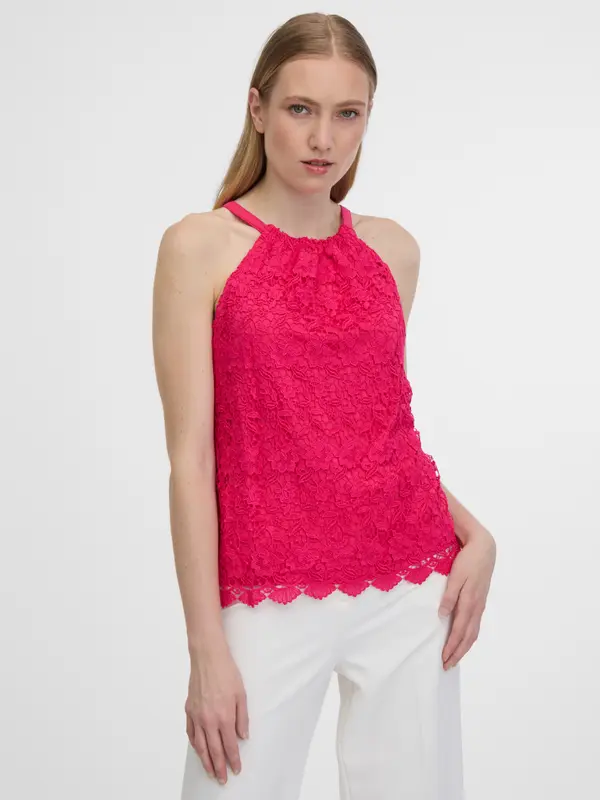 Orsay Orsay Dark Pink Women's Lace Tank Top - Women's