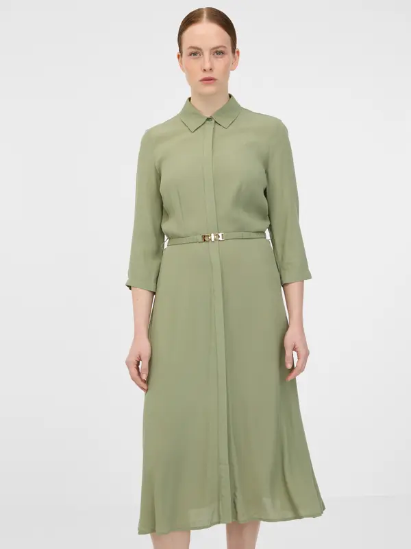 Orsay Orsay Khaki Women's Shirt Midi Dress - Ladies
