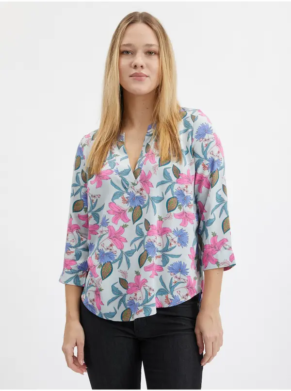 Orsay Orsay Light Blue Women's Floral Blouse - Women's