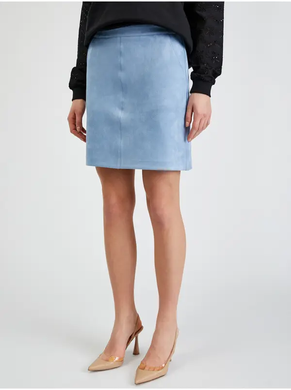 Orsay Orsay Light Blue Women's Suede Skirt - Women's