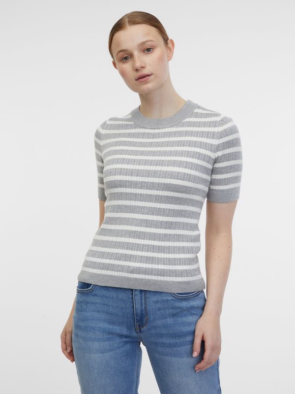 Orsay Orsay Light Grey Women's Striped Knit Top - Women's