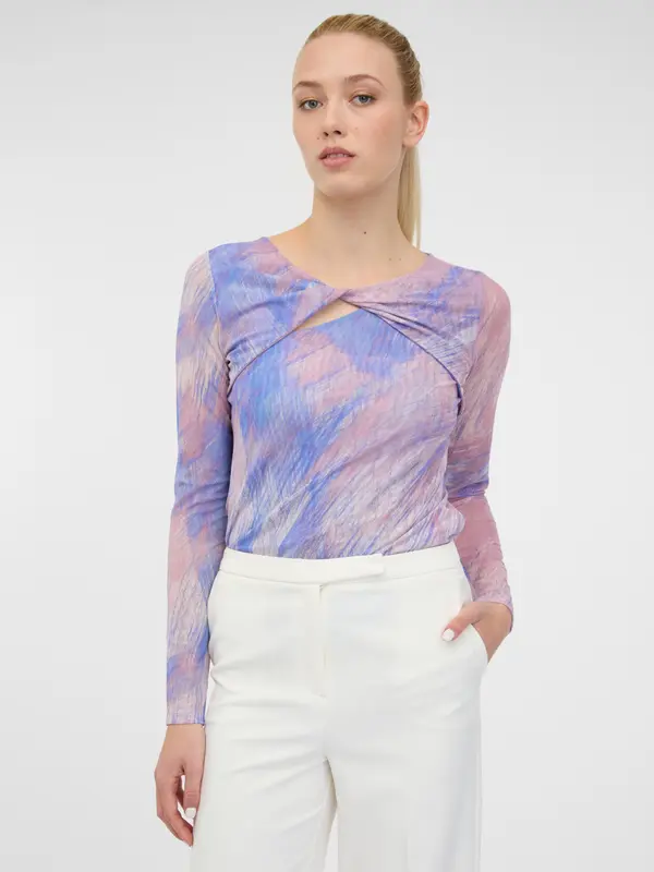 Orsay Orsay Light Pink Women's Patterned Long Sleeve T-Shirt - Women's