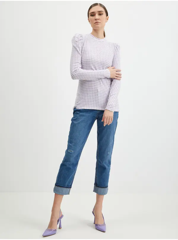 Orsay Orsay Light Purple Women's Light Plaid Sweater - Women's