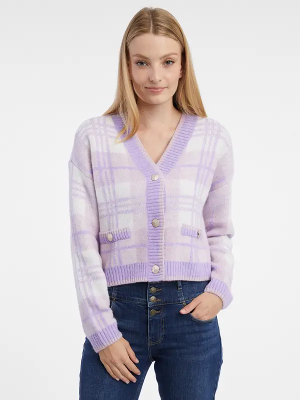 Orsay Orsay Light Purple Women's Plaid Cardigan - Women's