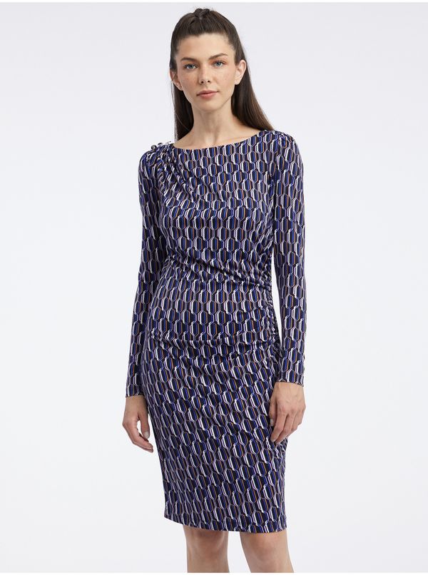 Orsay Orsay Navy Blue Women's Patterned Sheath Dress - Women's