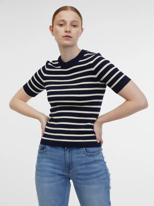 Orsay Orsay Navy Blue Women's Striped Knitted Top - Women's