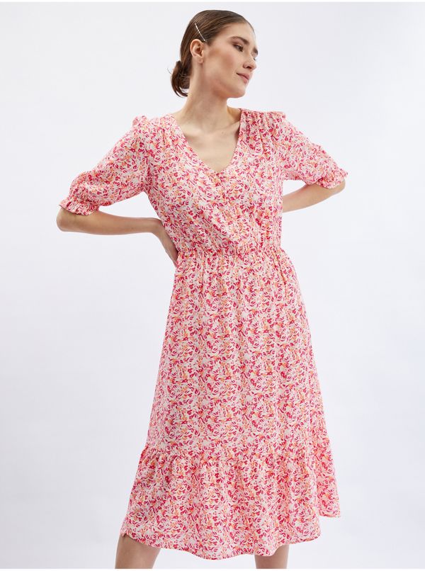 Orsay Orsay Orange-Pink Ladies Flowered Dress - Women