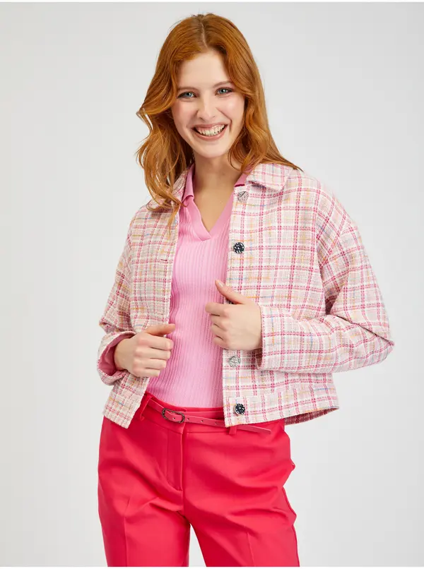 Orsay Orsay Pink Women's Plaid Blazer - Women's