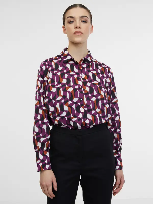 Orsay Orsay Purple Women's Patterned Shirt - Women's