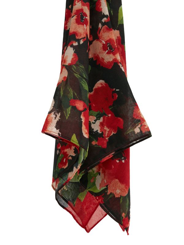 Orsay Orsay Red-Black Ladies Flowered Scarf - Ladies