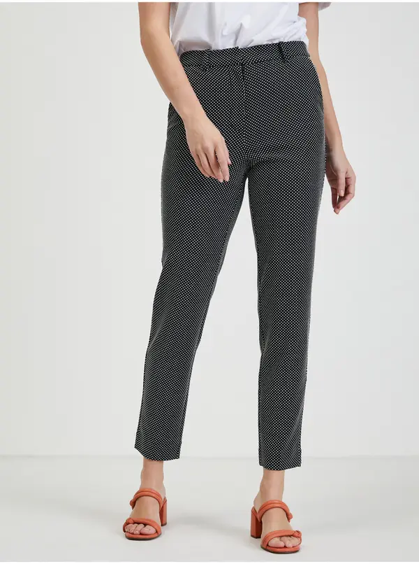 Orsay Orsay White-Black Women's Polka Dot Trousers - Women's