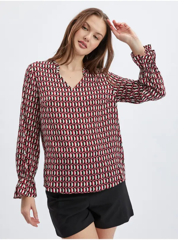 Orsay Orsay White-Red Women's Patterned Blouse - Women's