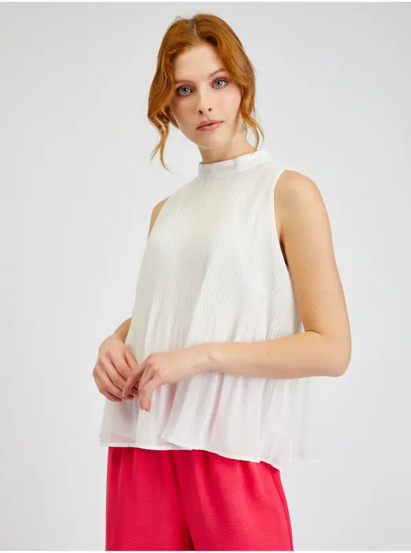 Orsay Orsay White Women's Pleated Blouse - Women's