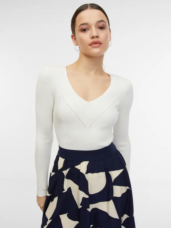 Orsay Orsay White women's ribbed sweater - Women's