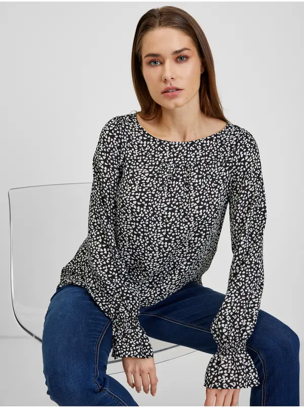 Orsay Orsay White/Black Women's Patterned Blouse - Women's