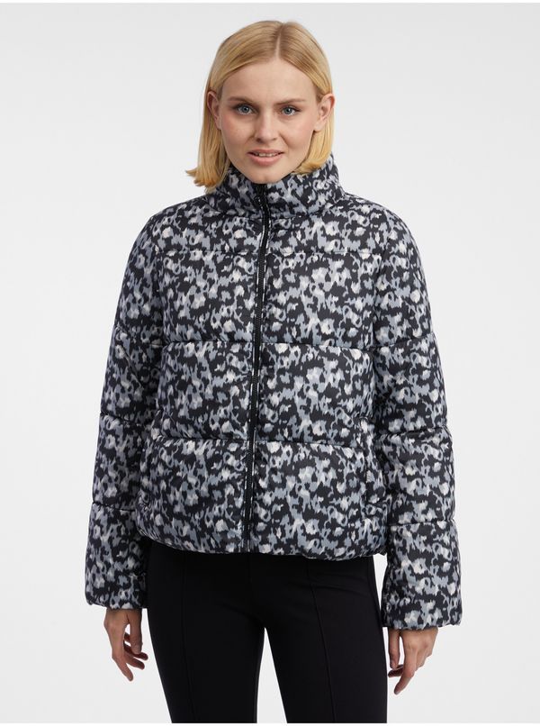 Orsay Orsay Women's Grey-Black Patterned Quilted Jacket - Women's