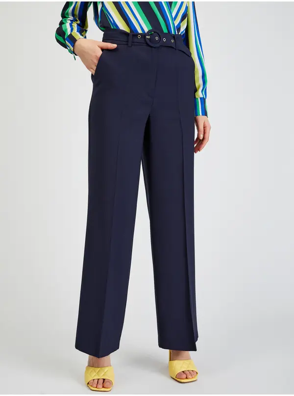 Orsay Orsay Women's Navy Blue Wide Belt Trousers - Women's