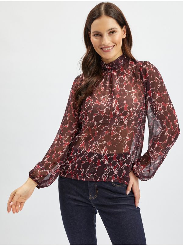 Orsay Orsay Women's Patterned Burgundy Blouse - Women