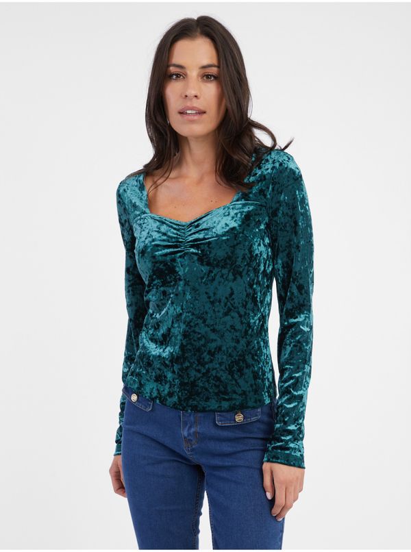 Orsay Orsay Women's Petrol Velvet Top - Women's