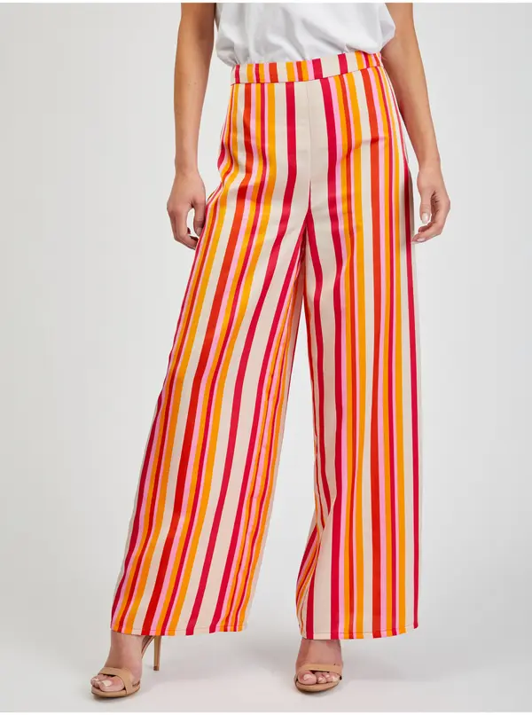Orsay Orsay Women's Red & Yellow Striped Wide Trousers - Ladies