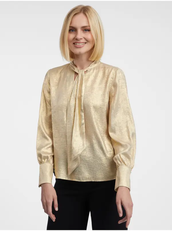 Orsay Orsay Women's Satin Blouse in Gold - Women's