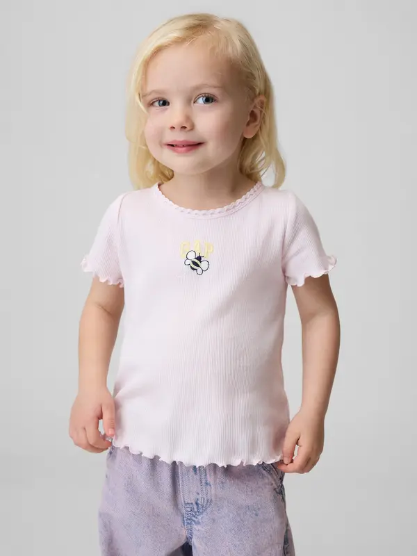 GAP Otroška rebrasta majica GAP z logotipom - Dekliška