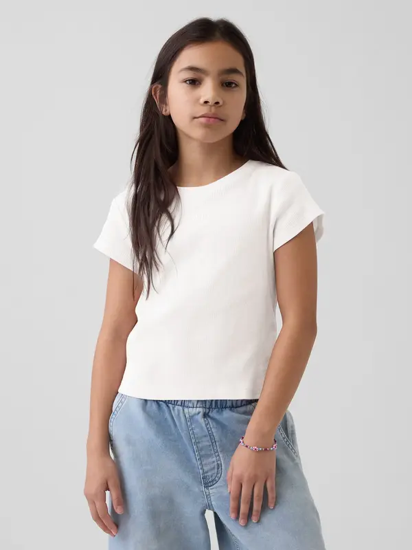 GAP Otroška rebrasta majica z logotipom GAP - deklice