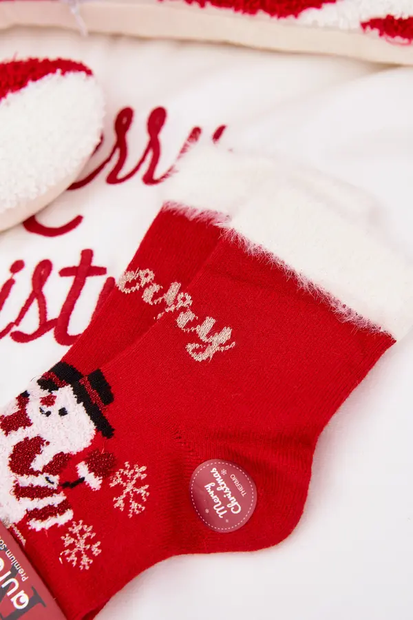 Aura.via Otroške božične nogavice s krznom in snežakom