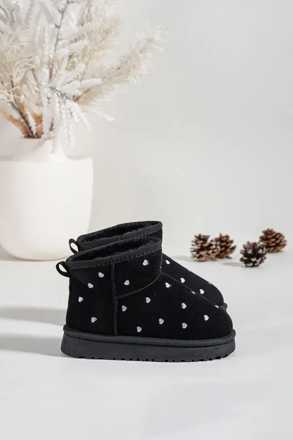 Boto Otroški snežni škornji v obliki srca črne barve Gracina