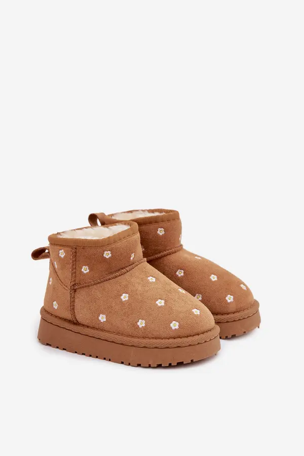Boto Otroški snežni škornji z rožicami Camel Gracina