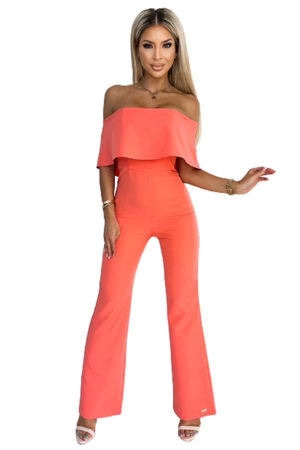 NUMOCO Overall with ruffle and exposed shoulders Bergamo - orange