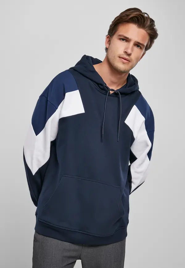 Urban Classics Oversize 3-Tone Hoody midnight/white/dark blue