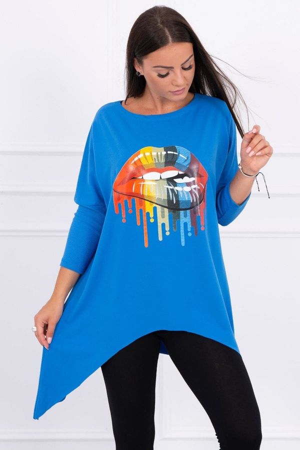 Kesi Oversize blouse with rainbow lip print purple-blue