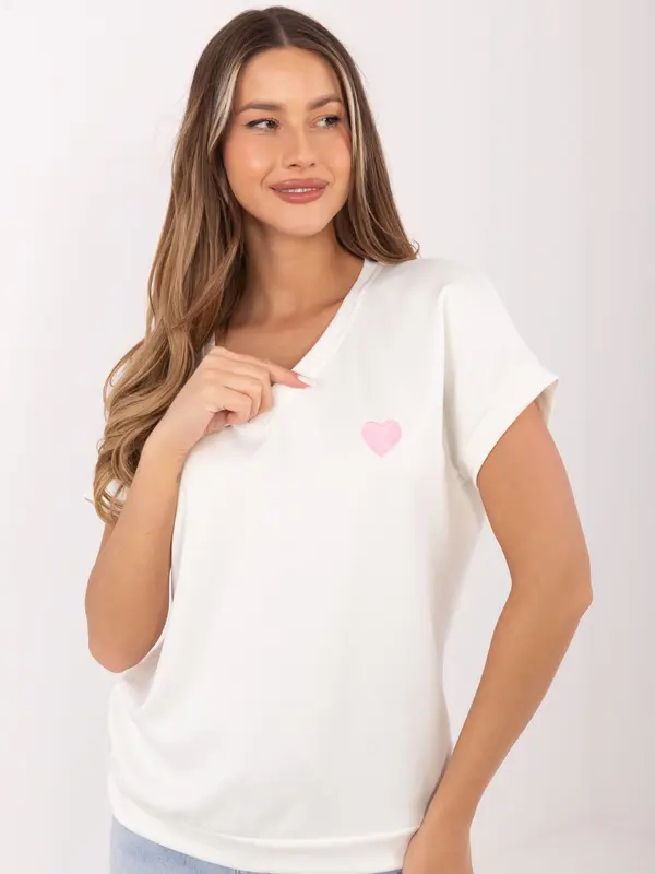 RELEVANCE Oversize bluza z V-izrezom v ecru barvi