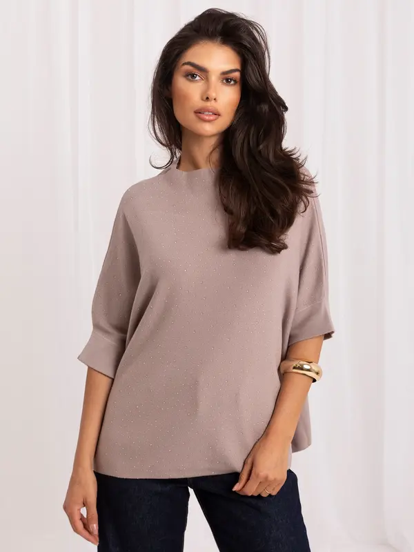 Italy Moda Oversize pulover, temno bež