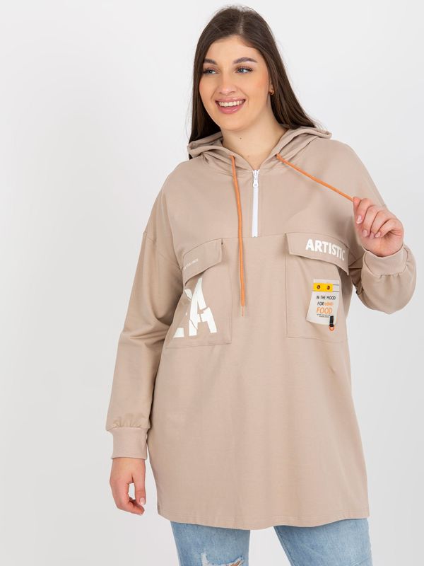 Fashionhunters Oversized Beige Hoodie