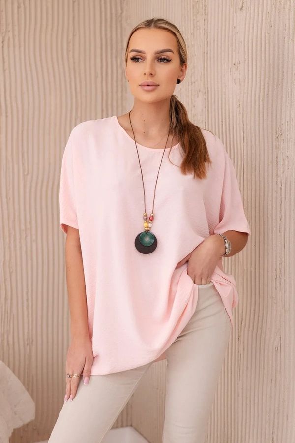Kesi Oversized blouse with pendant powder pink