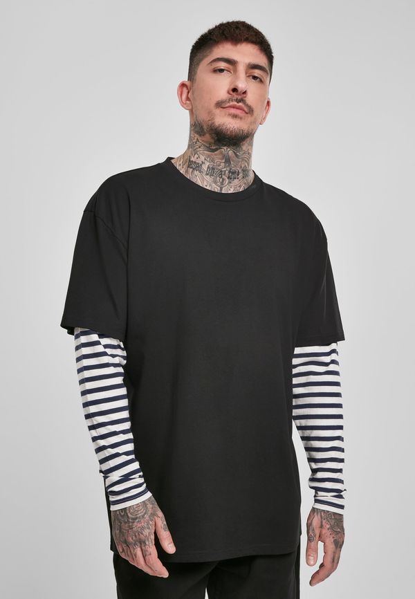 UC Men Oversized Double Layer Striped LS Tee Black