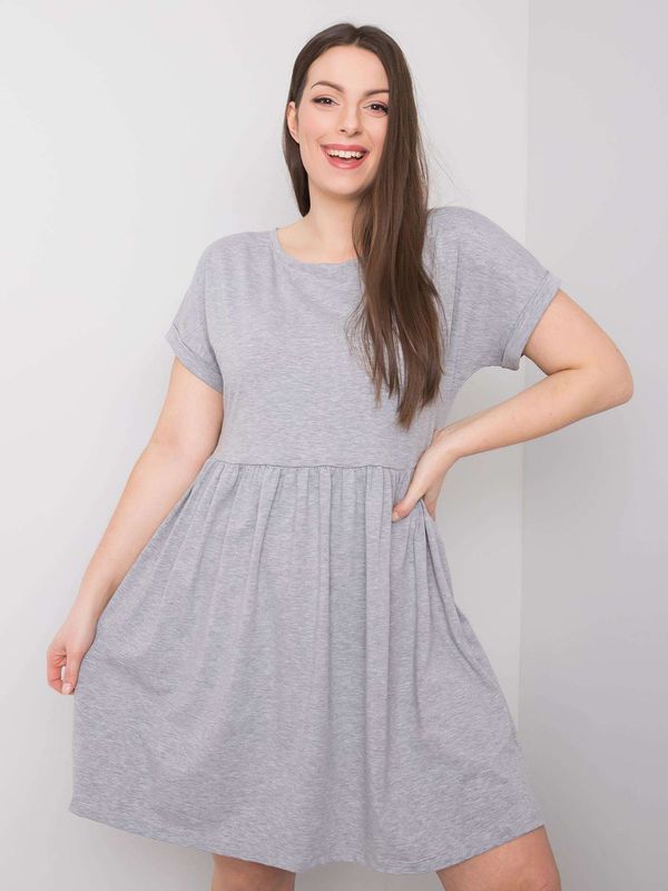 Fashionhunters Oversized Grey Melange Cotton Dress