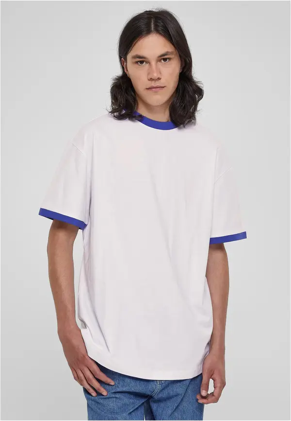 Urban Classics Oversized Ringer T-shirt white/royal