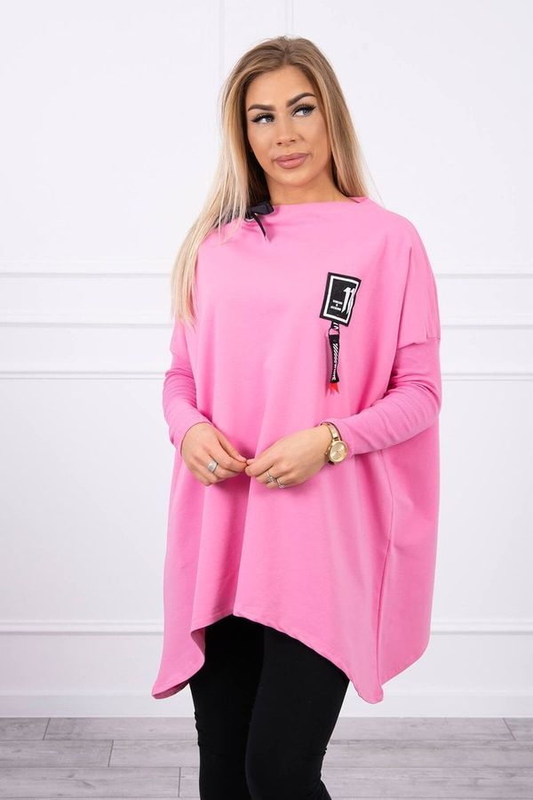 Kesi Oversized sweatshirt with asymmetrical sides in light pink color