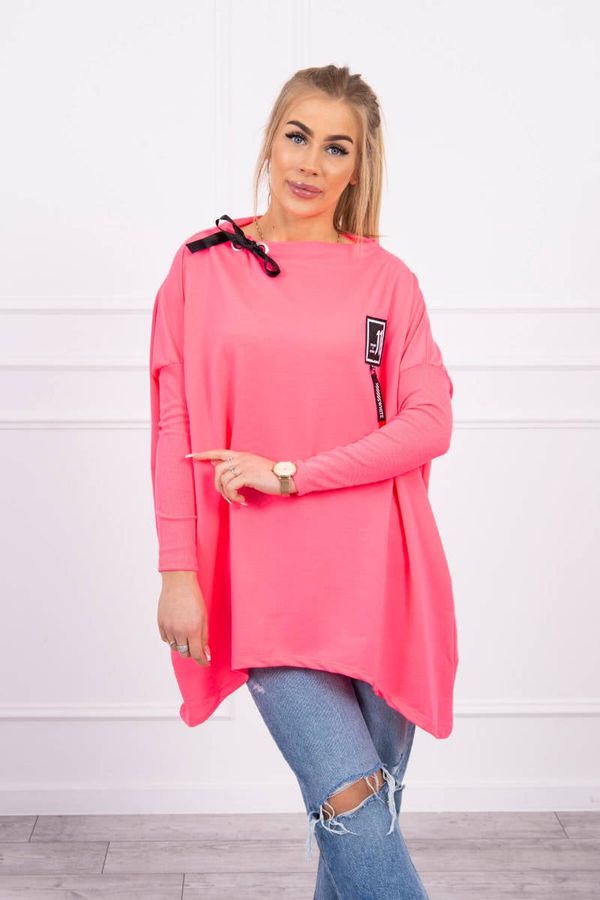 Kesi Oversized sweatshirt with asymmetrical sides in pink neon color