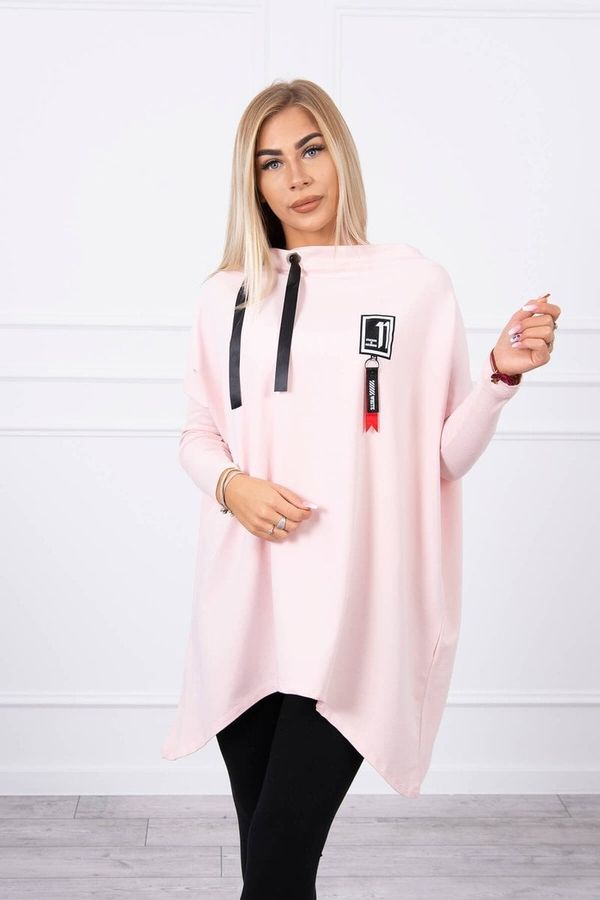 Kesi Oversized sweatshirt with asymmetrical sides powder pink