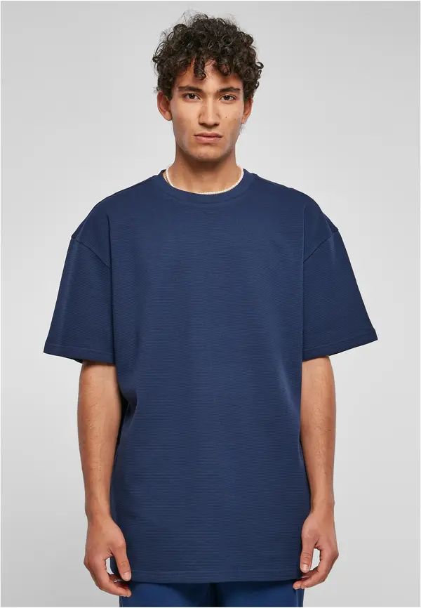 Urban Classics Oversized Waffle Tee Dark Blue