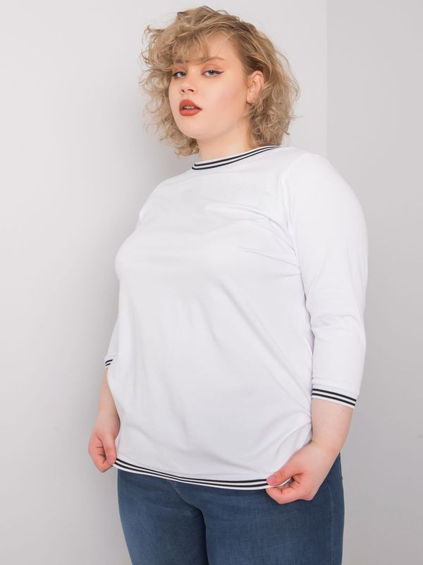 Fashionhunters Oversized white blouse with ribbing