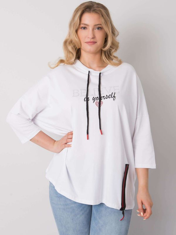 Fashionhunters Oversized white blouse with shiny patches