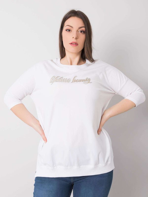 Fashionhunters Oversized white women's blouse with inscription
