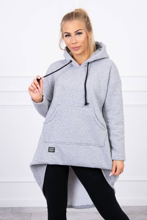 Kesi Padded sweatshirt with a long back and a grey hoodie