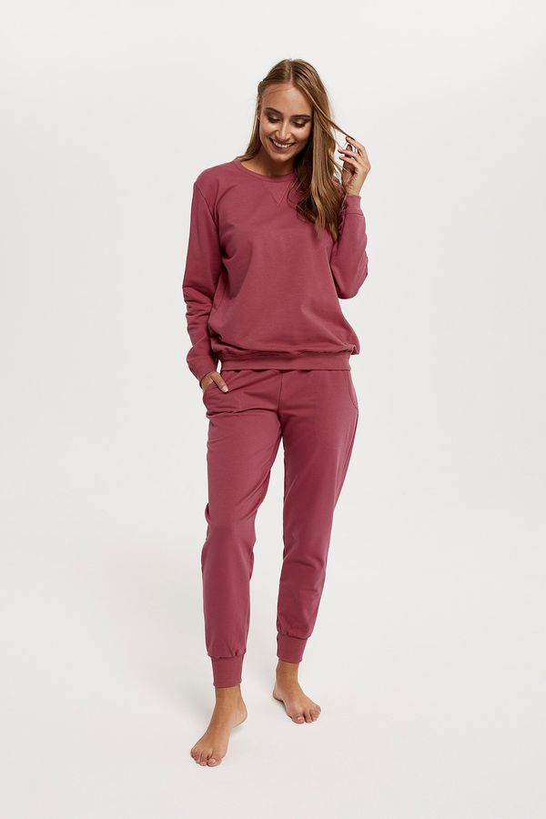 Italian Fashion Panama set women's long sleeves, long trousers - raspberry