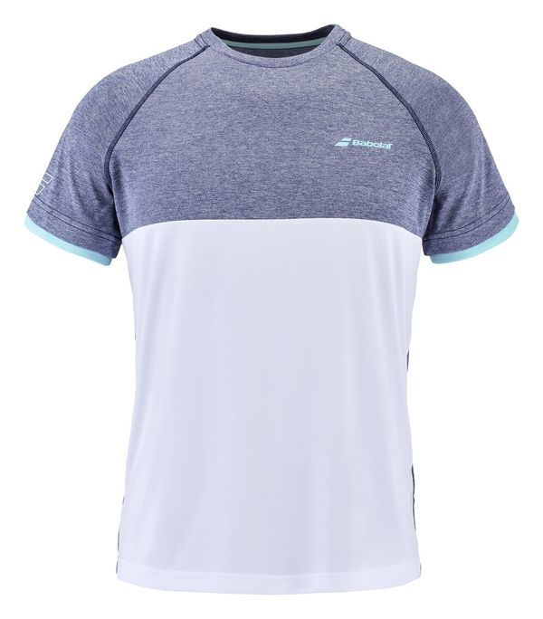 Babolat Pánské tričko Babolat  Play Crew Neck Tee Men White/Blue Heather XXL